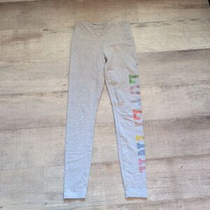VS PINK Love Pink Rhinestone Leggings S Gray Y2K